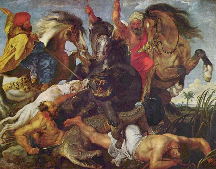 Peter Paul Rubens Rubens is known for the frenetic energy and lusty ebullience of his paintings, as typified by the Hippopotamus Hunt china oil painting image